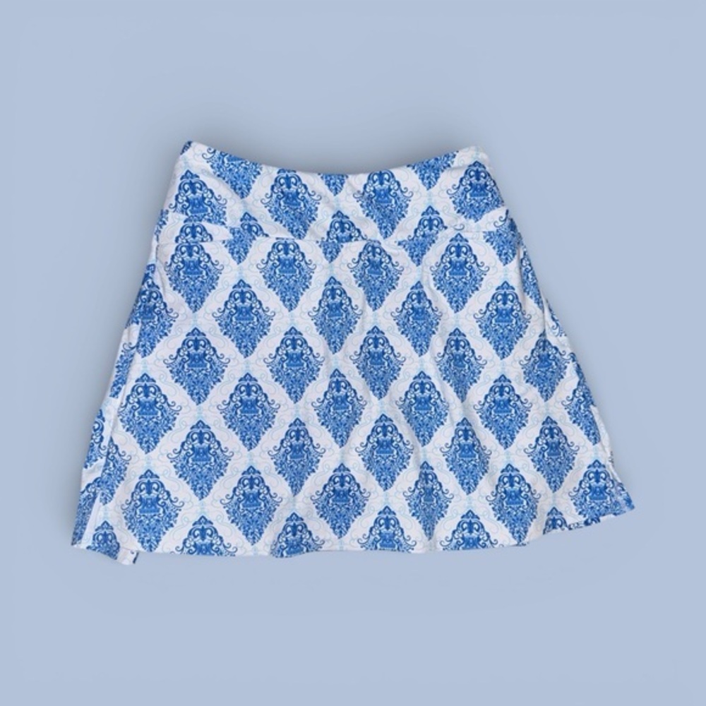 Victorian Print Blue and White Patterned Women's Athletic Skirt Golf Skort MED